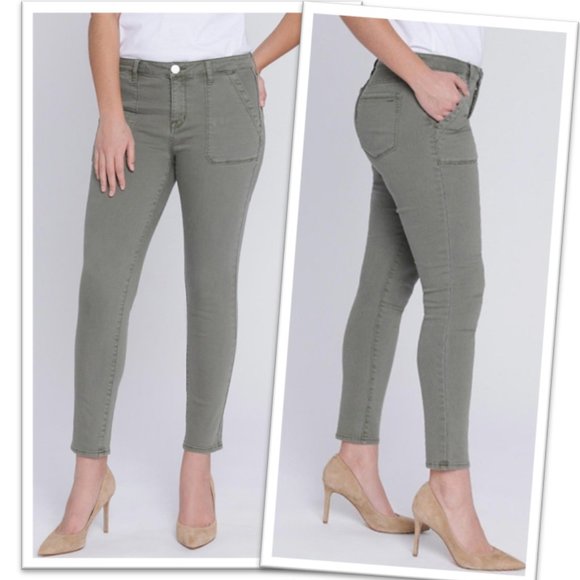 MUDD High-Rise Skinny Utility Pant - Army Green, Size 9 - Picture 16 of 16